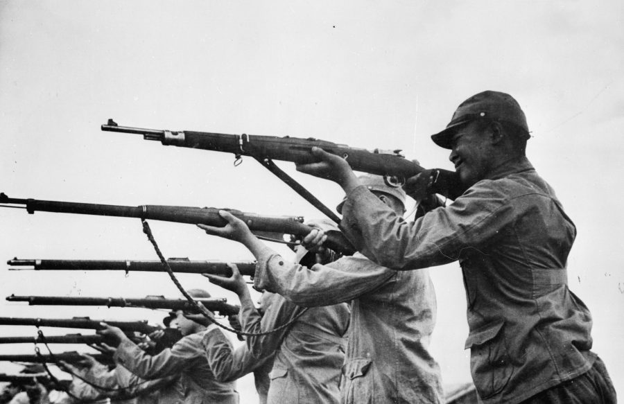 RNG soldiers during rifle practice as part of the Rural Pacification campaigns.