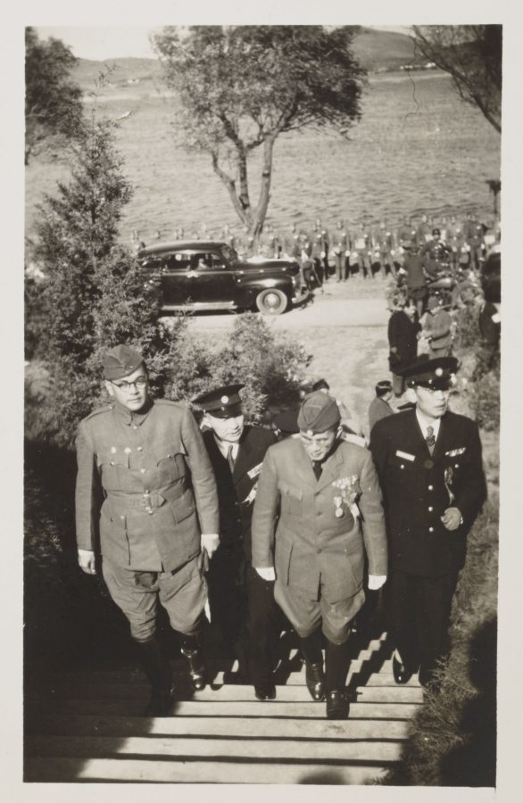 Subhas Chandra Bose, Lin Baisheng and Chu Minyi in Nanjing, November 1943.