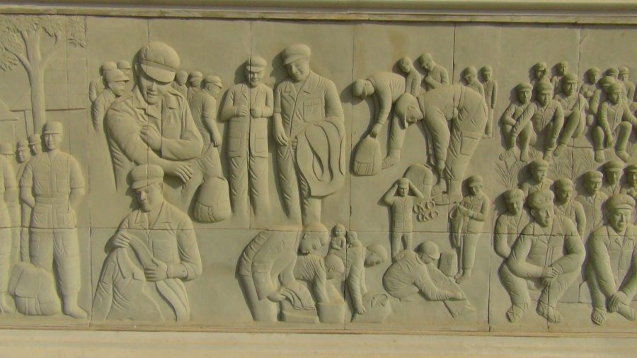 a bas-relief depicting soldiers